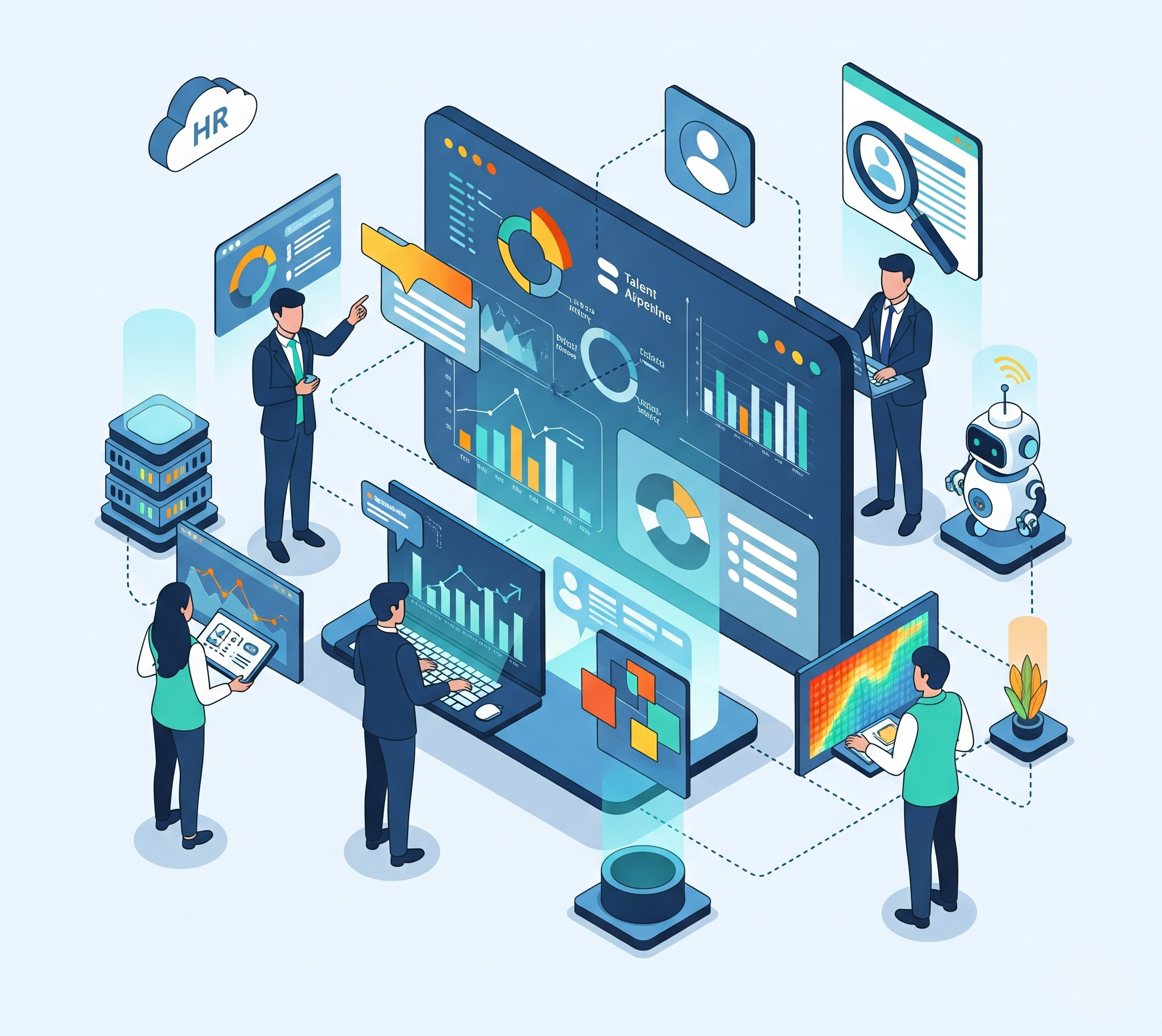 Illustration showing HR technology evaluation process