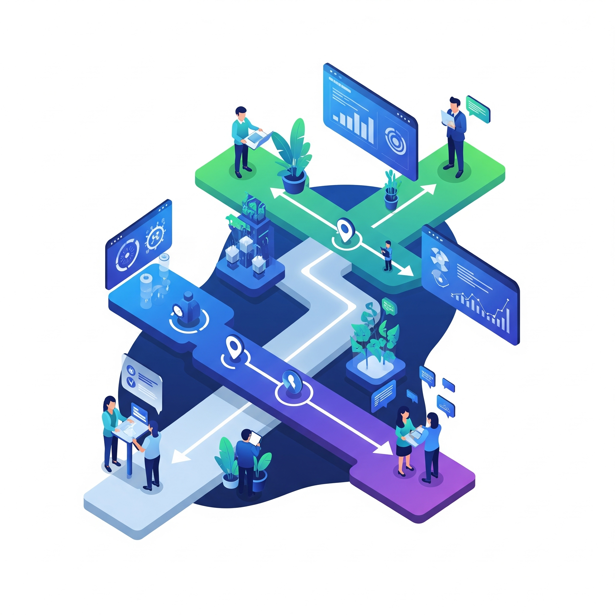 Visual metaphor for Auto-generated HR Digital Roadmap & ROI in an HR/business context